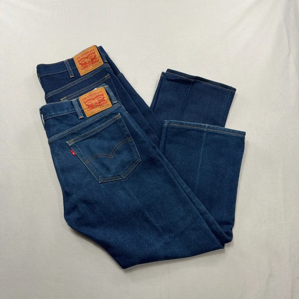 Levis Jeans 517 Bootcut Dark Wash Denim Mens 33x27 2 Pairs